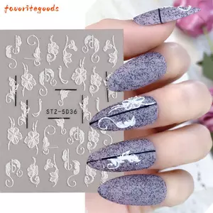 FAVORITEGOODS 5D Phụ kiện móng tay tự dính Đề can trượt dập nổi