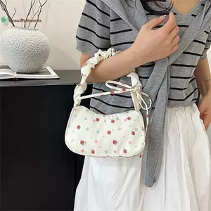 BeautifulHomeA Hợp Thời Trang Bướm Anh Đào Ngọt Ngào In Hình Dâu Túi đeo dưới cánh tay Nữ Tính Có Thể Thu Vào Dây Đeo Túi Xách Nách Túi Womenmuter Túi Quà Tặng VN