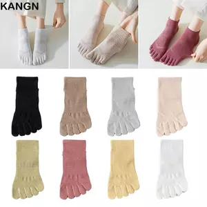 KANGN 1 Đôi Tất Ngón Chân, Tất Năm Ngón Tay Chống Trơn Trượt Màu Trơn, Cotton Mềm Thoáng Khí Với Ngón Tay Riêng Biệt Tất Mắt Cá Chân Cắt Thấp Mùa Hè