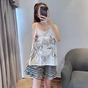Bộ đồ ngủ bé gái hoạt hình cỡ lớn Bộ đồ ngủ mùa hè + Quần short Bộ đồ mặc nhà dễ thương