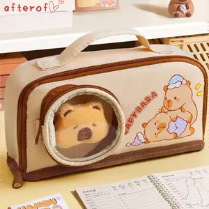 Túi đựng bút AFTEROF, Bút chì cầm tay dung tích lớn, Túi văn phòng phẩm nhiều lớp Capybara Văn phòng học
