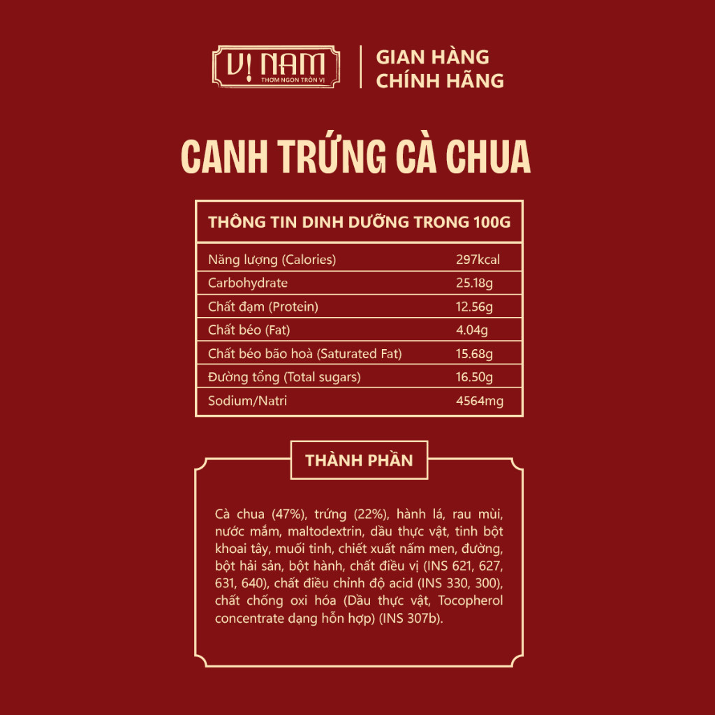 Viên sấy thăng hoa: Canh trứng cà chua - Ăn liền - Vị Nam Foods - hộp 6 viên - Tiện ích, thơm ngon