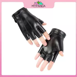 MYPANDA Găng Tay Nam Không Ngón Da PU Động Cơ Punk Găng Tay Nam Găng Tay Nửa Ngón Ngoài Trời Nam Da Lái Xe Găng Tay.