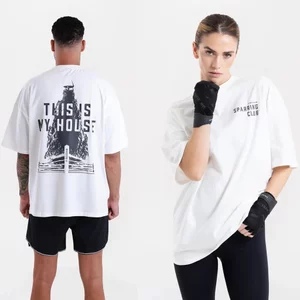 Chất Lượng Cao Nam Nữ Cổ Tròn Tay Ngắn BOXRAW Đây Là Ngôi Nhà Của Tôi Quyền Anh Thể Thao Hàng Sẵn Có Áo Sơ Mi Cotton Cao Cấp XS-3XL