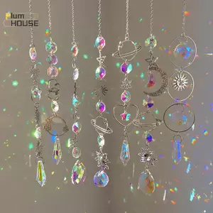 PlumHOUSE Treo Pha Lê Mặt Dây Chuyền Vườn Suncatcher Chuông Gió Cầu Vồng Lăng Kính Pha Lê Dây Xích Để Trang Trí Cửa Sổ VN