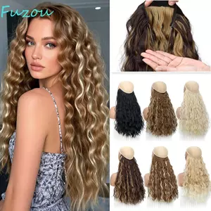 Phần mở rộng tóc dây câu FUJIOU, Corn Perm Ombre Water Wave Curly Hairpiece, Phụ kiện tóc Lông Tơ Vô Hình Nhẹ Dài Tổng Hợp Kiểu tóc hàng ngày