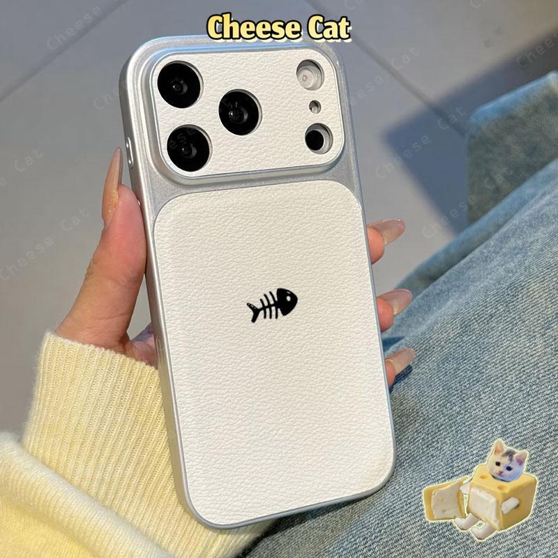 Đổi thành 17 Pro Max Ốp điện thoại da cá mèo đơn giản cho iPhone 13 14 15 16 12 11 17 Pro Max Xs XR