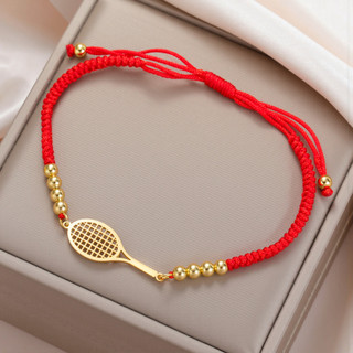SKYRIM Vợt Tennis Và Bóng Vòng Tay Quyến Rũ Thép Không Gỉ Dây Đỏ Tay Vòng Tay Cho Nữ Thời Trang Thể Thao Trang Sức Quà Tặng