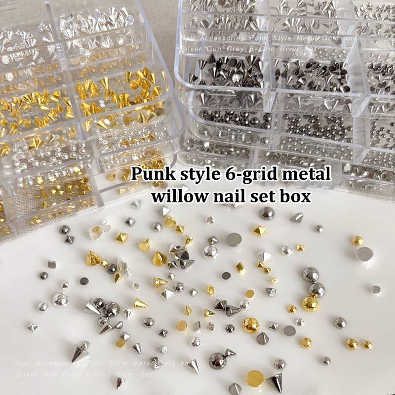 [Bluemood] Mix Size Punk Chắc Chắn Đinh Tán HemiSphere Vuông Sắc Nét Nón Vàng Bạc K Bla Móng Tay Nghệ Thuật Kim Cương Giả Trang Trí Làm Móng Tay Quyến Rũ Mới