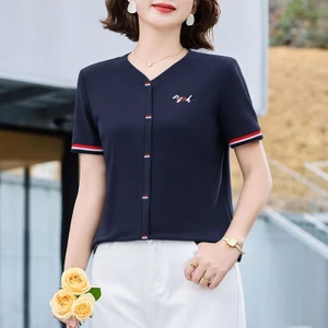 Nữ Mùa Hè Mới Thời Trang Chó Ngắn Tay Áo Thun Nữ Top Mẹ