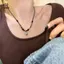 Mặt dây chuyền sư tử phong cách Trung Quốc cổ điển đính cườm Nelace dành cho nữ Luy Punk Cặp đôi Xương đòn Dây chuyền Phụ kiện phong cách dân tộc [Mina]
