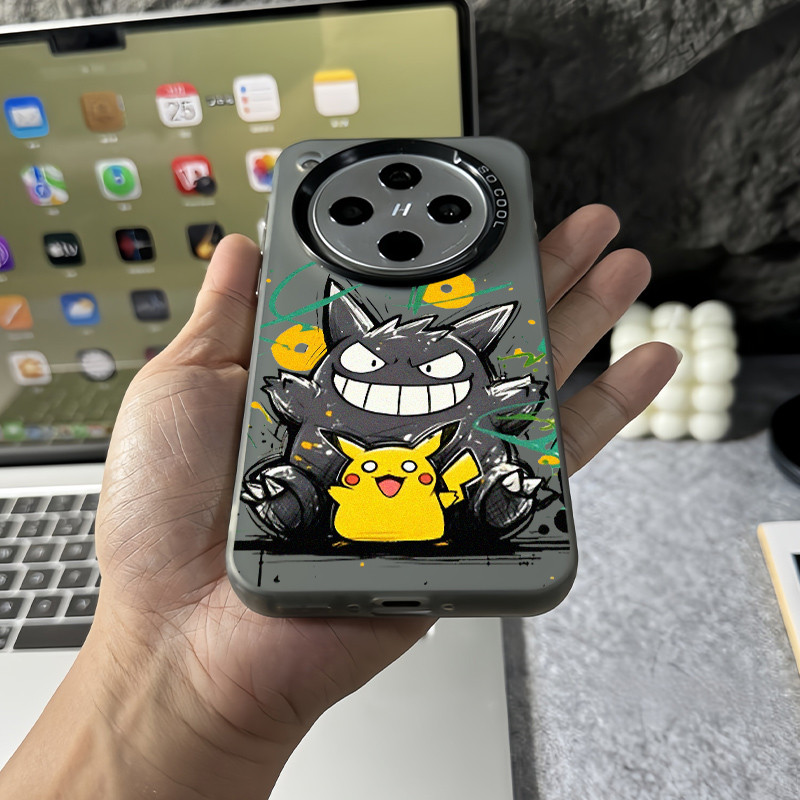 Dành cho Oppo Find X9 Ultra X9 Pro X8 Pro X7 Ultra Reno 15 Pro 15F 14F 13F “Pikachu Gengar ” Vỏ điện thoại cứng mờ siêu nhỏ / Vỏ Oppo chống sốc viền mềm