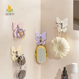 SENRTY 4 Móc Treo Tường Bướm Xoay, Móc Ba Bướm Trang Trí Treo Tường, Tiết Kiệm Không Gian Sáng Tạo Móc Góc Nhựa Tự Dính Phòng Tắm