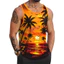 Áo thun không tay in hình cây cọ nhiệt đới 3D dành cho nam, áo thun thường ngày đi biển Hawaii mùa hè