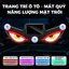 Đèn Mắt Quỷ Kính Sau Ô Tô Trang Trí Xe Thể Thao, Đèn LED Neon Thở 7 Chế Độ, Năng Lượng Mặt Trời Kèm Cổng Sạc Type-C