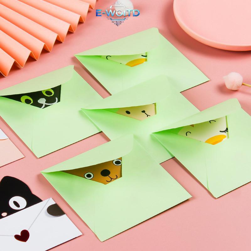 E-WOITD 1 / 9 Chiếc Thẻ Quà Tặng Hoạt Hình Dễ Thương Phong Bì Gấp Thiệp Chúc Mừng Ngày Lễ Bưu Thiếp Động Vật Thẻ Sinh Nhật Cho Sinh Viên Đảng E-WOITD