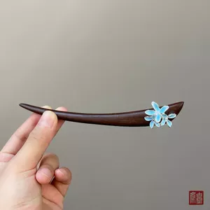 Kẹp tóc WHX-15cm {Lanzhi} Kẹp tóc hoa cổ điển Lá lớn Gỗ đàn hương màu đỏ Kẹp tóc bằng gỗ