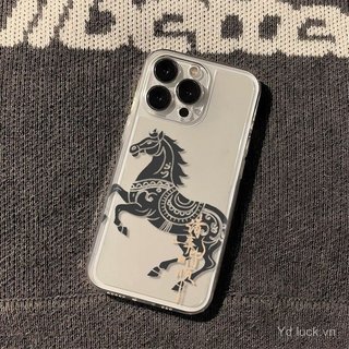Ốp Điện Thoại Trong Suốt Hợp Thời Trang Độc Đáo Họa Tiết Ngựa Thích Hợp Cho iPhone 17promax / 14promax / 16 / 13 / 15pro / 12pro / 13promax Ốp Chống Va Đập
