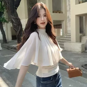 Cổ Cao Voan Top Nữ 2026 Phong Cách Mới Mỏng Phong Cách Thoáng Khí Hẹp Eo Mỏng Hơn Nhìn Sang Trọng Đi Lại Áo Sơ Mi Không Tay