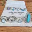8 Cái / bộ Nhẫn Bạc Ngọc lam Nữ Bohemian Nhẫn Opal Quà Cưới