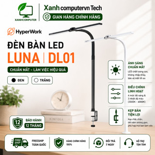 Đèn Bàn 𝗟𝗘𝗗 HyperWork Luna | DL01 Điều Khiển Không Dây