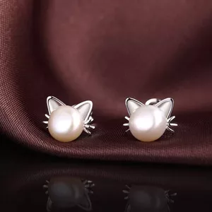 Hoạt Hình Đơn Giản Bông Tai Ngọc Trai Bạc 925 Dễ Thương Ngọt Ngào Thiết Kế Cao Cấp Tất Cả Trận Đấu Bông Tai Bông Tai 5.25