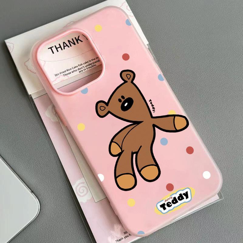Màu chấm nâu gấu cho trường hợp iPhone 17promax 161514plus 2 trong 1 Jelly Shell131211pro