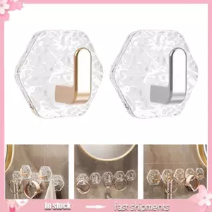 YOI 10 chiếc Móc treo tường họa tiết lục giác Giải pháp gắn vô hình tiện lợi để sắp xếp phụ kiện phòng tắm