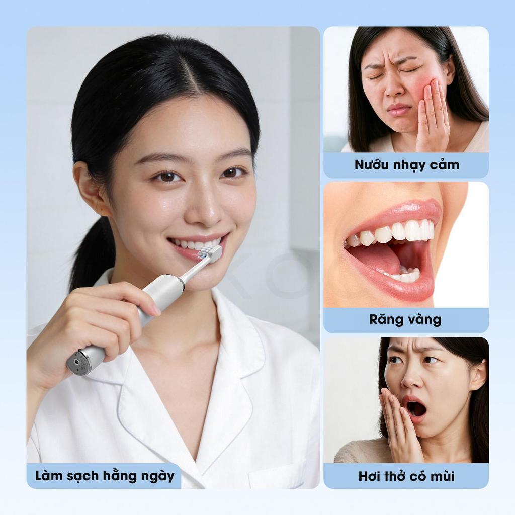 GOKOCO Bàn Chải Đánh Răng Điện Sóng Âm - 5 Chế Độ, Pin 45 Ngày, Chống Nước IPX7, Sạc USB Tiện Lợi | BigBuy360 - bigbuy360.vn