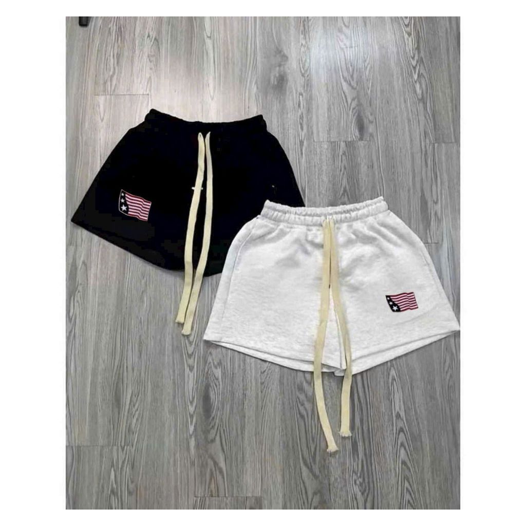 Quần đùi cộc short 2 da ép Hàn L1 chất dày, form đứng, trẻ trung, hình lá cờ mỹ -chang3158