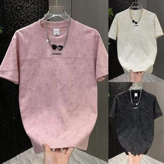 Áo Thun Nam Đen Nhuộm Loang Vintage Tròn Cổ Ngắn Tay Thời Trang