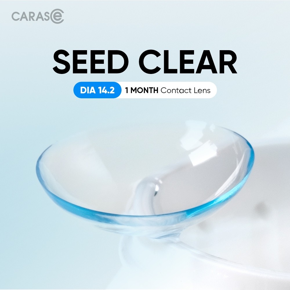 [1 chiếc] Kính áp tròng khoá ẩm 12H 1 Tháng SEED CLEAR Màu Trong Suốt, CARASE Lens cận