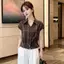 Áo sơ mi ngắn tay kẻ sọc thời trang cổ điển dành cho nữ mùa hè Phong cách mới hẹp dáng ôm hơn có ve áo phù hợp cho mọi trận đấu Tây nhỏ