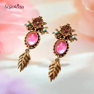 AqToCna Retro Thanh Lịch Nơ Hình Bông Tai Cung Điện Phong Cách Ngọc Trai Nước Ngọt Men Sơn Tai Trang Trí Cho Nữ Dự Tiệc Trang Sức Quà Tặng AqToCna