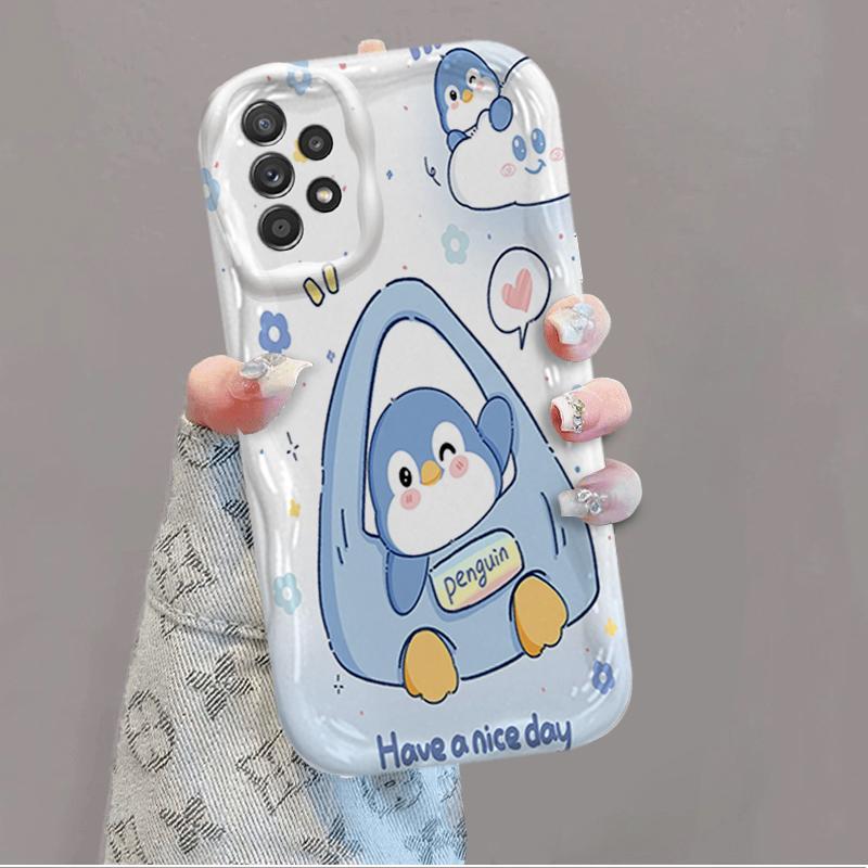 Ốp Silicon Hoạt Hình Cho Samsung A53 A13 A23 A33 A32 A52 A52S 5G 3D Vỏ Điện Thoại Mềm TPU Love penguin Đơn Giản Sinh Viên Chống Sốc