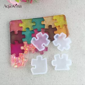AqToCna 4 Cái / bộ Silicone Xếp Hình Mặt Dây Chuyền Khuôn DIY Nhựa UV Móc Khóa Khuôn Trang Sức Làm AqToCna