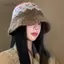 AqToCna Retro Jacquard Dệt Kim Buet Mũ Thu Đông Hàn Quốc Ấm Áp Thường Ngày Lưu Vực Mũ Nữ AqToCna