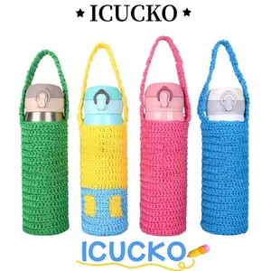 Vỏ chai nước ICUCKO, Túi đựng chai nước cách nhiệt thủ công, Dệt di động có dây cầm tay Du lịch ngoài trời Túi đựng cốc thủy tinh