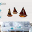 Linh hồn| Golden Hull Trang trí tàu cướp biển 3 chiếc Bộ nghệ thuật treo tường thuyền buồm hải lý mộc mạc – Tác phẩm điêu khắc tàu cướp biển bằng gỗ ven biển cho phòng ngủ Phòng tắm Trang trí nhà hồ Ocean Beac