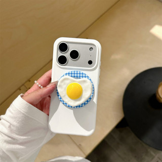 Ốp bảo vệ chân đế hình quả trứng chiên hình trái tim cho iPhone 11 12promax 13pro15pro 15promax 14 14promax 14pro 16 pro max 16 plus 17 17promax