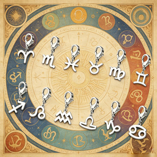 SKYRIM Thép Không Gỉ 12 Cung Hoàng Đạo Dấu Hiệu Mini Quyến Rũ Với Tôm Hùm Khóa Màu Vàng DIY Mặt Dây Chuyền Cho Bện Phụ Kiện Tóc Người Phụ Nữ Trang Sức