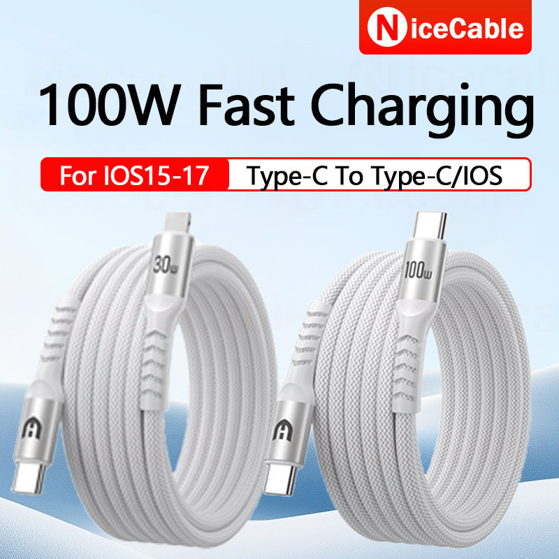 Cáp dữ liệu sạc nhanh PD100W Type C / IOS Đa năng Cáp dữ liệu sạc xe bện mật độ cao 2m / 3m cho điện thoại Máy tính bảng, máy tính xách tay