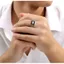 Nhẫn Hip Hop Nam PYCOU, Nhẫn Mở Trang Sức Thời Trang Zircon Đen, Thời Trang Đường Phố Retro Có Thể Điều Chỉnh Đeo Hàng Ngày