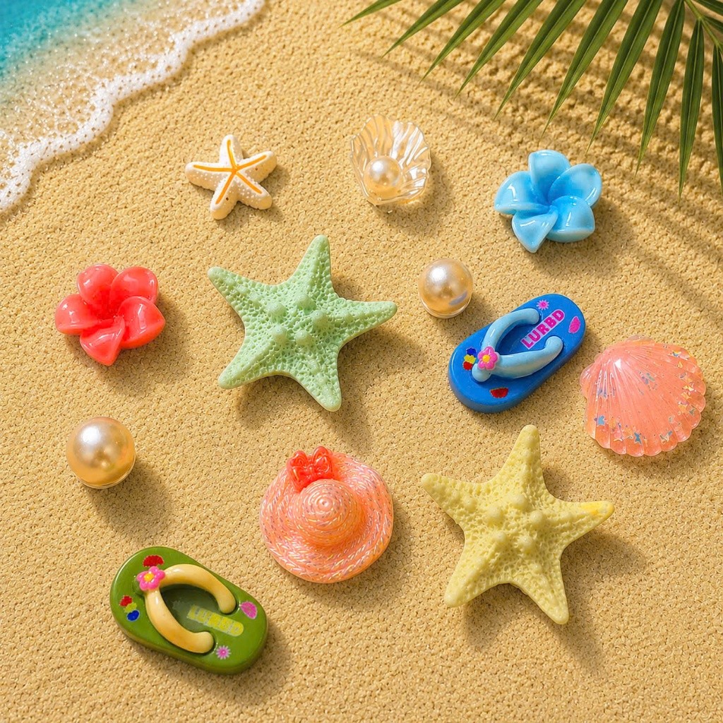 [ĐỘC QUYỀN] Set Charm Biển Nhiệt Đới Sao Biển Vỏ Sò Hoa Sứ Dép DIY Resin Pastel Cute Summer Beach 🌴🐚⭐