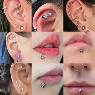 1PC 16G Thép Không Gỉ Labret Studs Thép Titan Prong Set Bông Tai Tragus Vít Tai Trang Sức