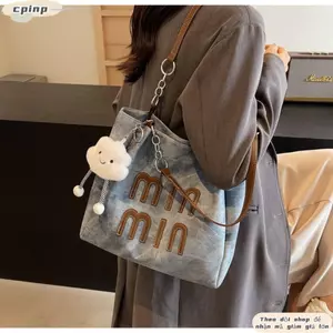 Túi đeo vai CPINCP, Túi xách dung tích lớn thêu chữ, Túi Tote di động thông thường thời trang dành cho nữ