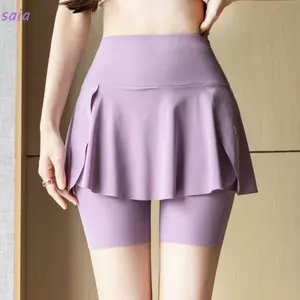 SAIA Yoga Skorts, Quần váy giả hai mảnh lưng cao chống lộ, khô nhanh tích hợp túi đi xe đạp Skorts Tennis