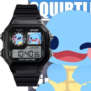 PokeMon Pikachu Tùy Chỉnh Vuông Đồng Hồ Kỹ Thuật Số Hoạt Hình Sinh Viên Đồng Hồ Điện Tử Anime Ngoại Vi Hoạt Hình Đồng Hồ Đeo Tay