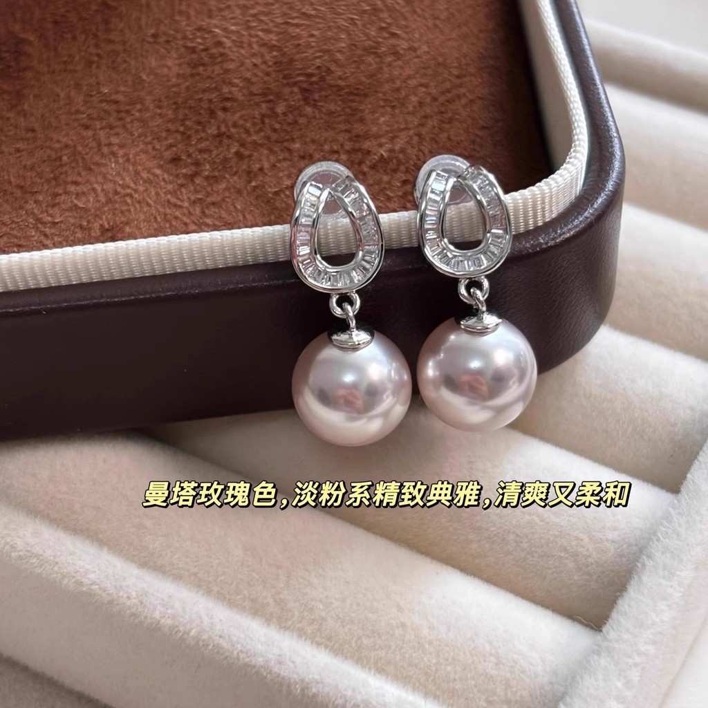 Bông tai nữ ngọc trai kim cương bạc s925