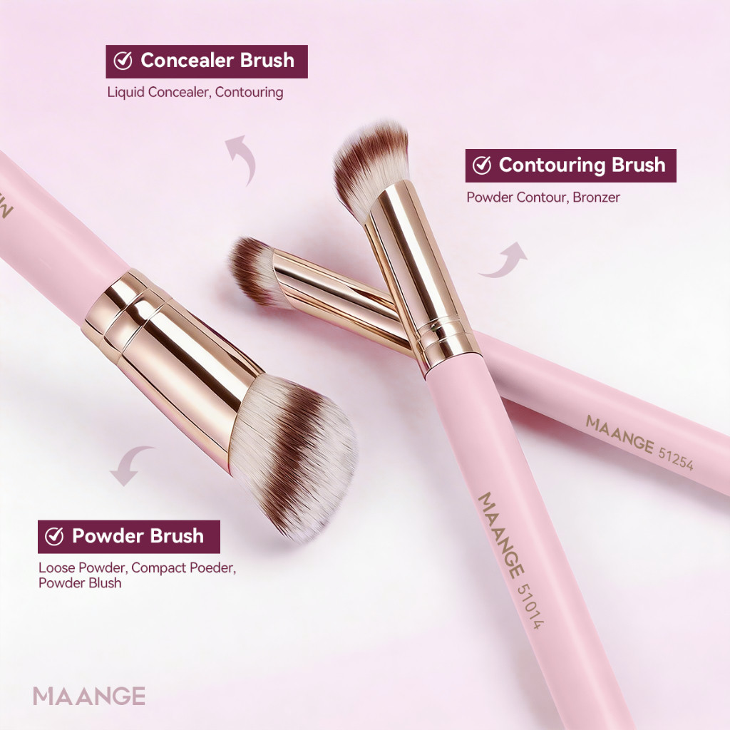 MAANGE COMBO 2 Trang Điểm Chuyên Nghiệp Che Khuyết Điểm Bàn Chải Kem Nền Bàn Chải Blush Bàn Chải Đường Viền Bộ 51254